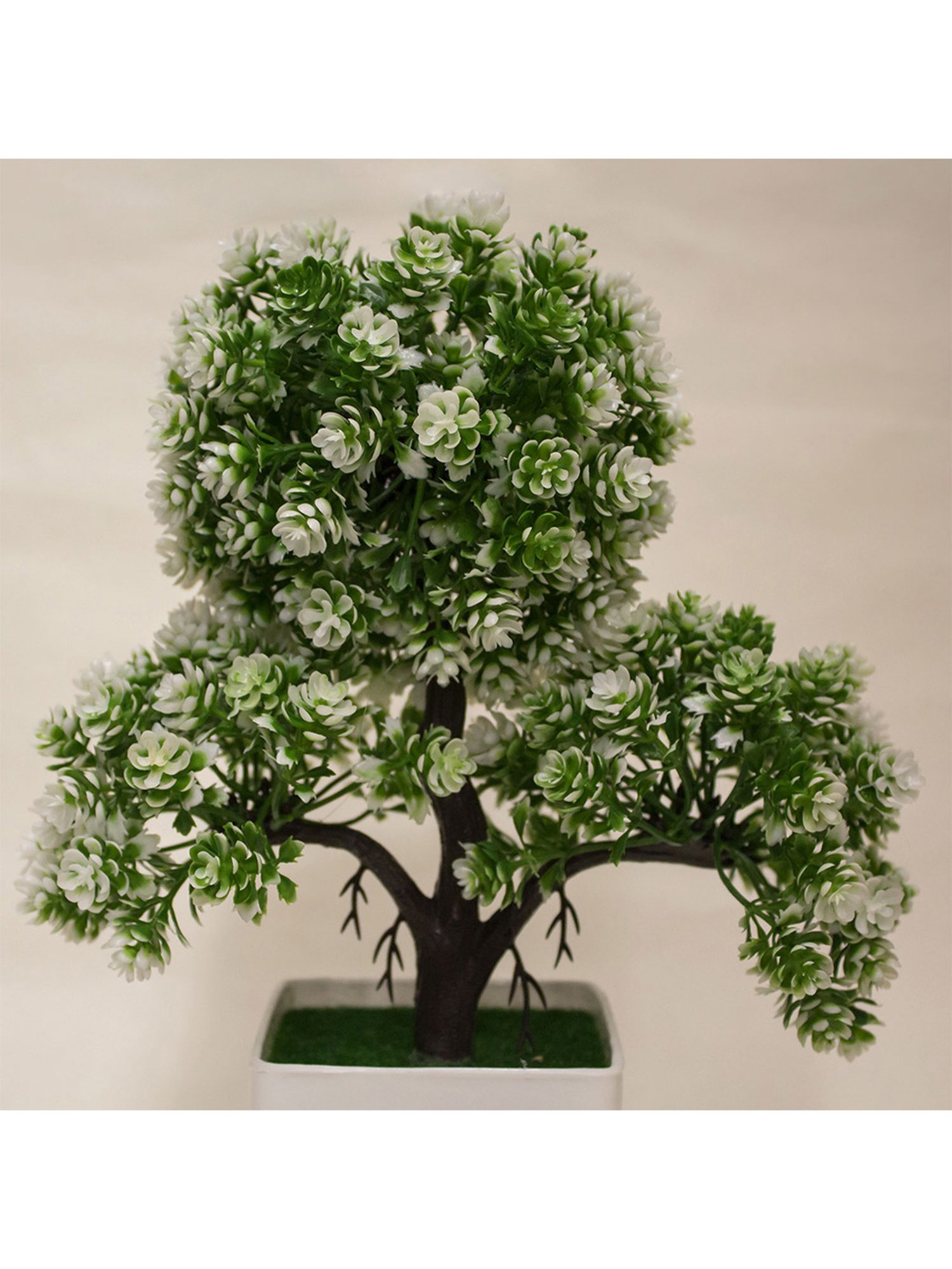 Amflix White Artificial Bonsai Plant With Pot