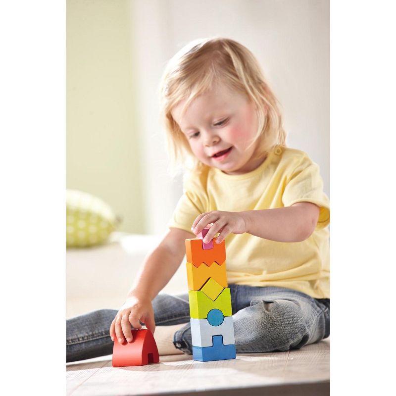 HABA Rainbow Rocket 9 Piece Wooden Stacking Play Set for Ages 1 and Up