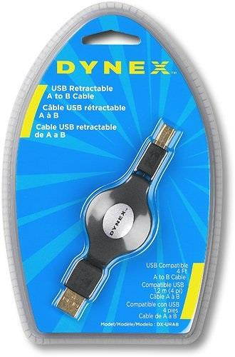 dynextm 4' retractable usb a/b cable