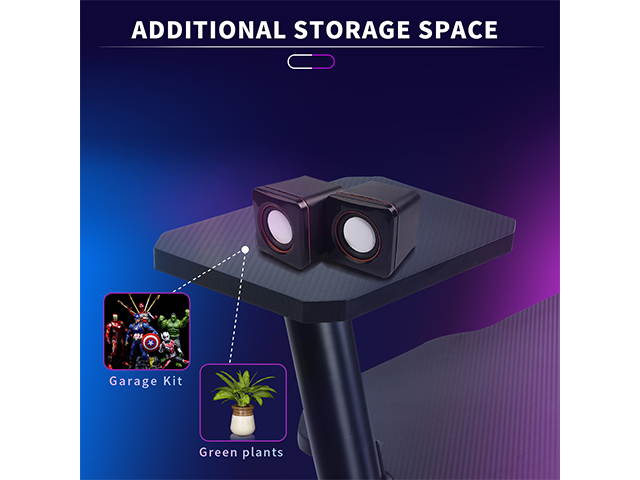 Home Office Gaming Desk Computer Desk Z-Shaped PC Desk Workstation with Carbon Fiber Surface and Headphone Hook,Black,GT21