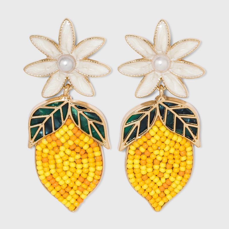 SUGARFIX by BaubleBar Beaded Lemon Drop Earrings - Yellow