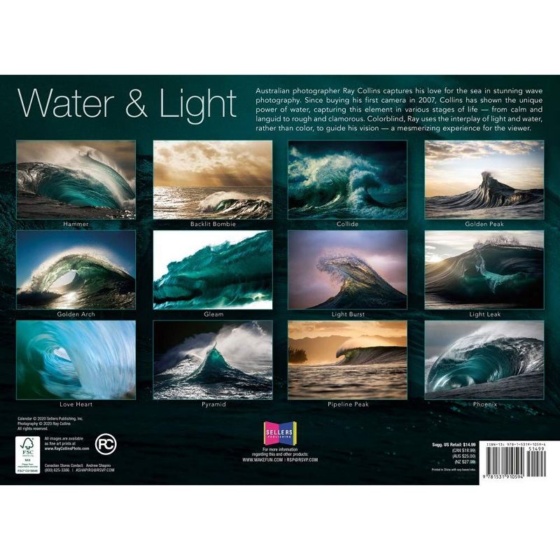 Sellers Publishing 2021 Water & Light: Ocean Photography by Ray Collins 16-Month Wall Calendar Ray Collins