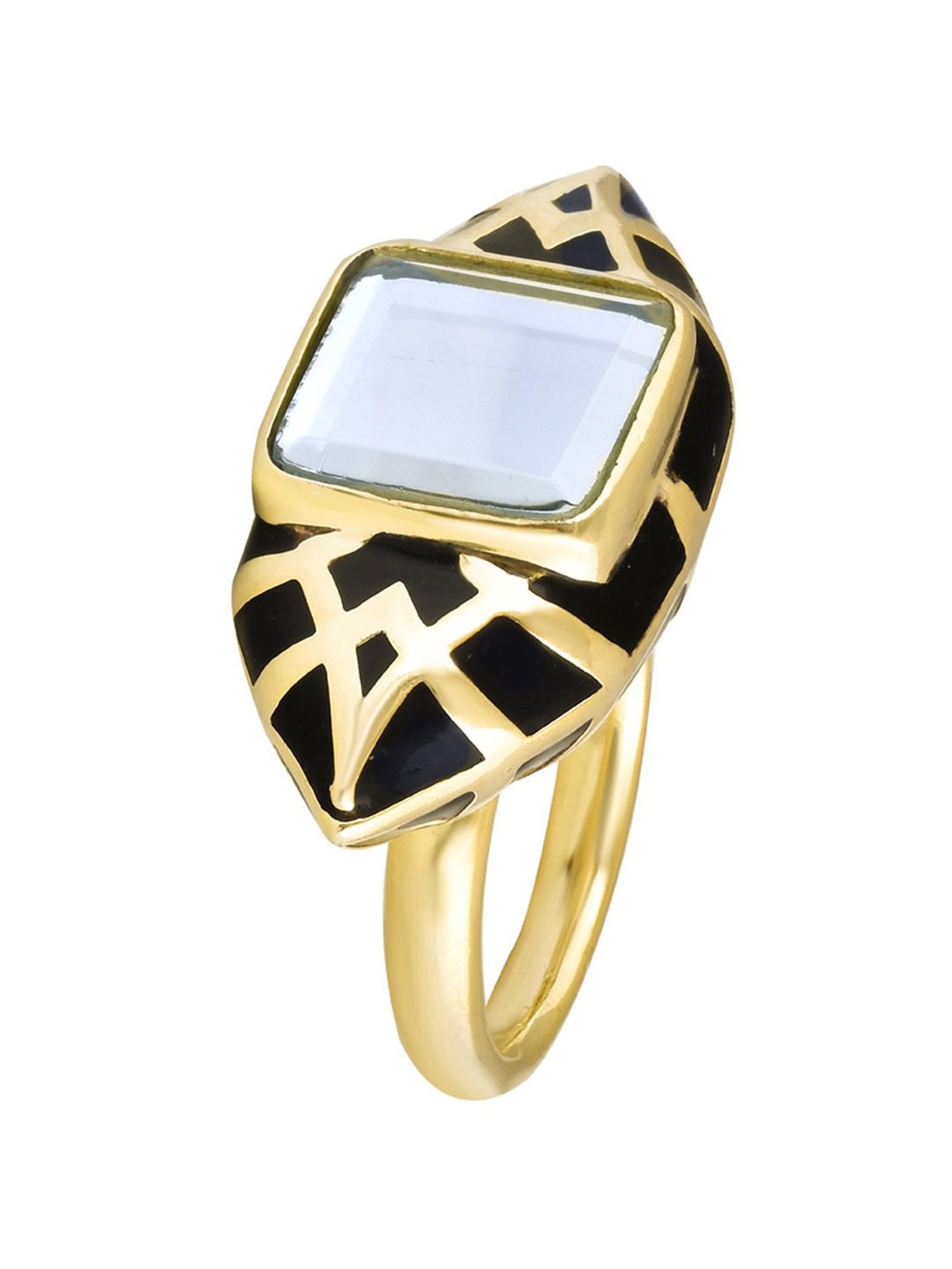 Curio Cottage Aina Black & Golden Mirror Adjustable Ring