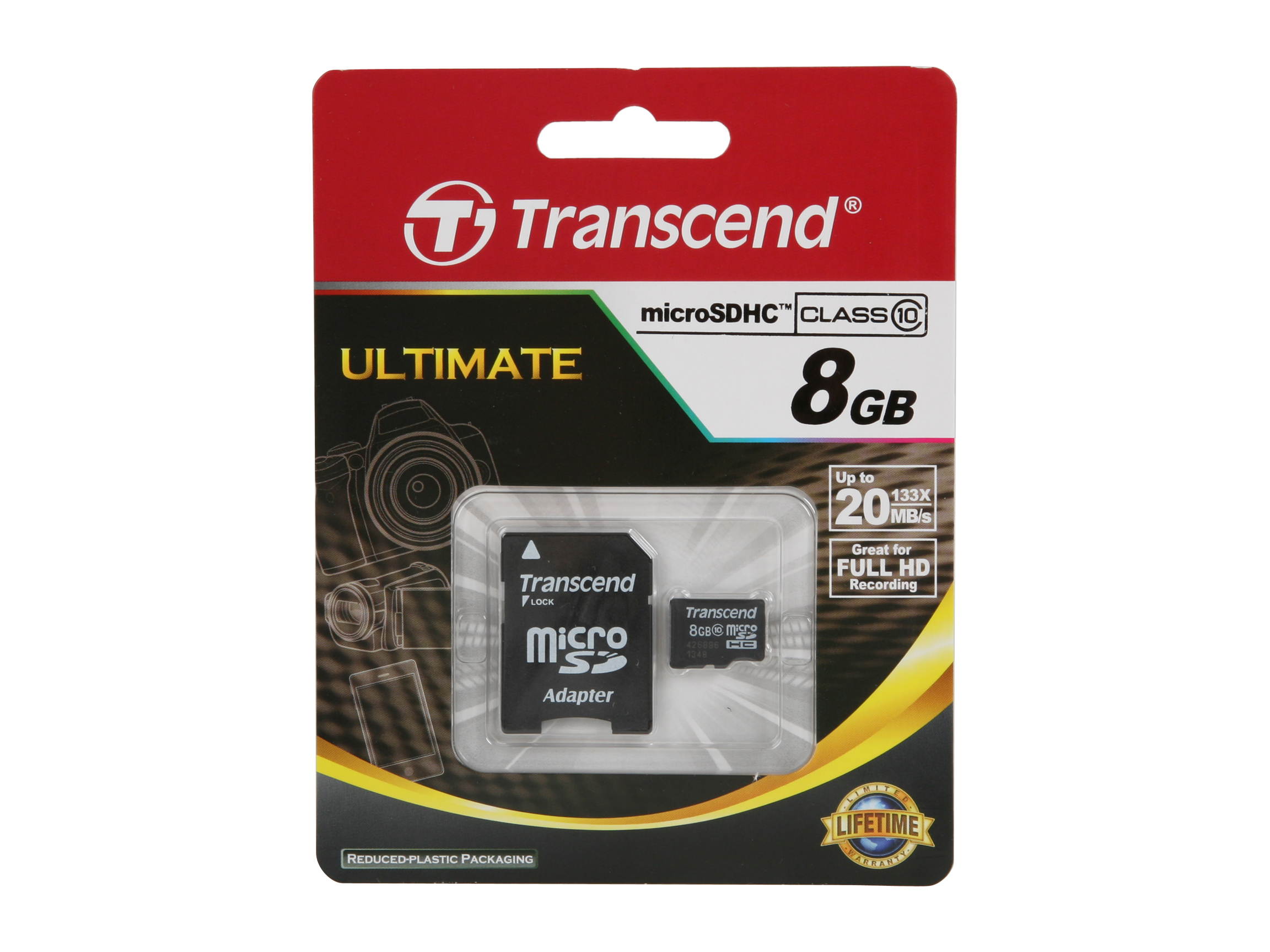 Transcend 8GB microSDHC Flash Card Model TS8GUSDHC10