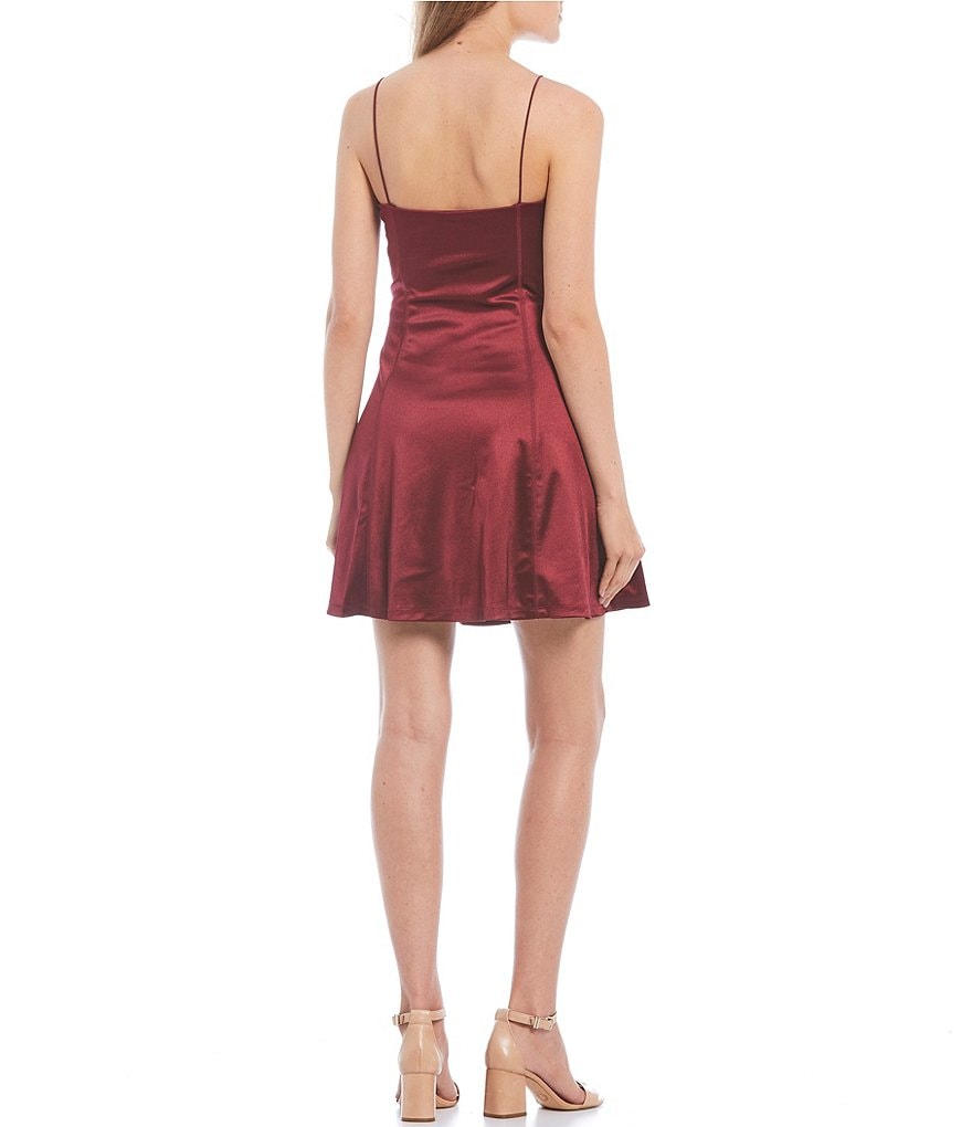 Dear Moon Sleeveless Satin Fit-And-Flare Dress