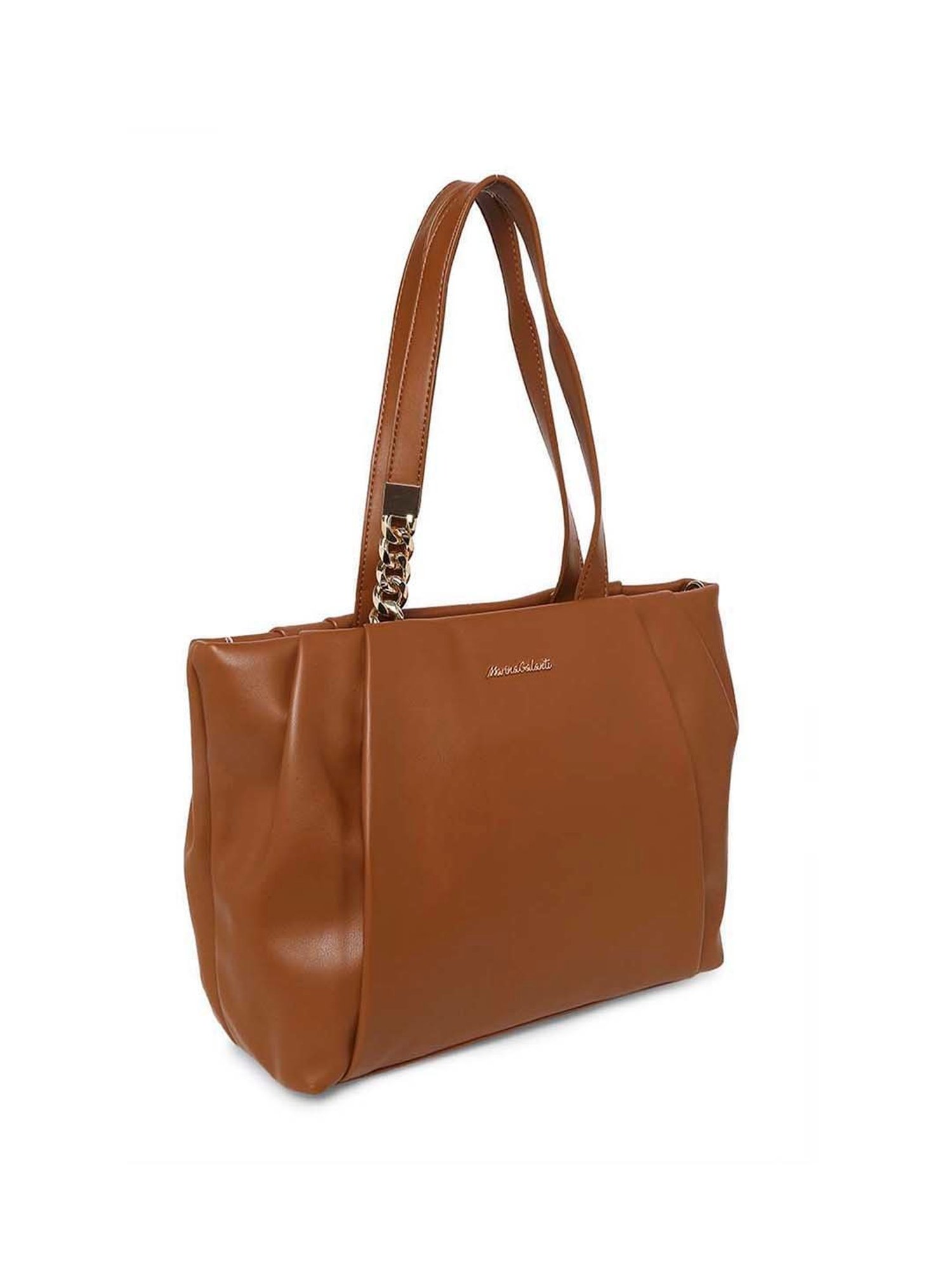 Marina Galanti Brown Solid Medium Tote Handbag