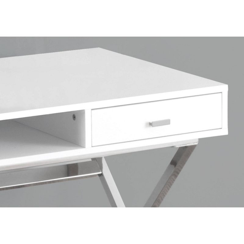 Chrome Metal Computer Desk - Glossy White - EveryRoom