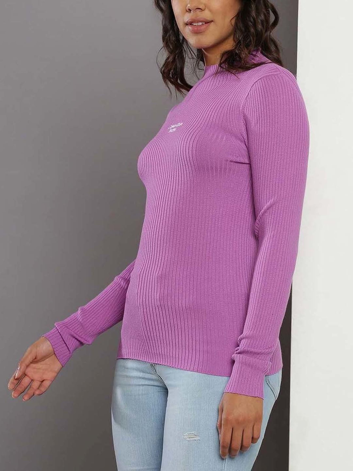 Calvin Klein Jeans Iris Orchid Self Slim Fit Sweater