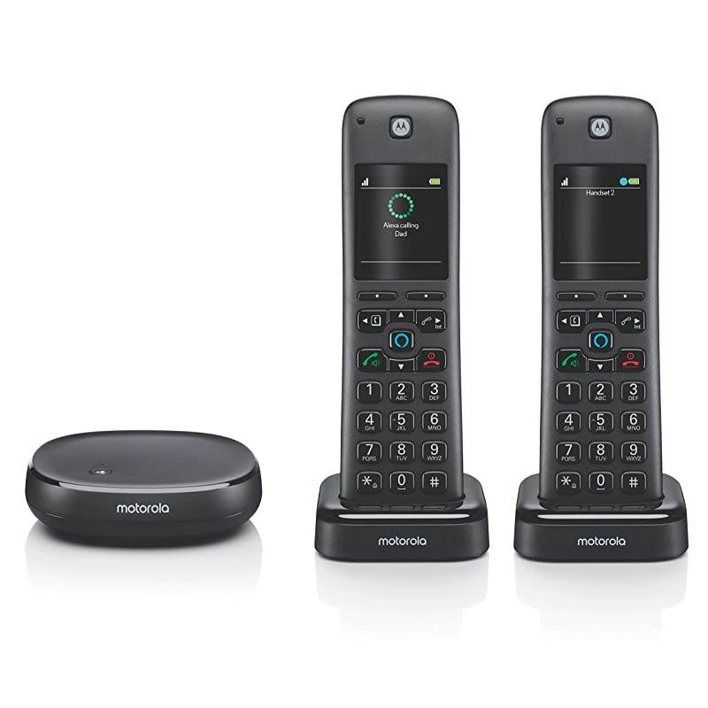 AXH02 DECT 60 Smart Cordless Phone and Answering Machine with Alexa Builtin 2 Cordless Handsets Included