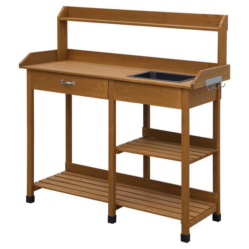 Galvanized Potting Bench Gray - Poly-Tex