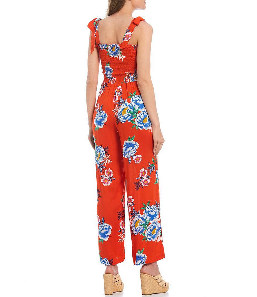 Jessica Simpson Ronnie Floral Smocked Wide Leg Jumpsuit
