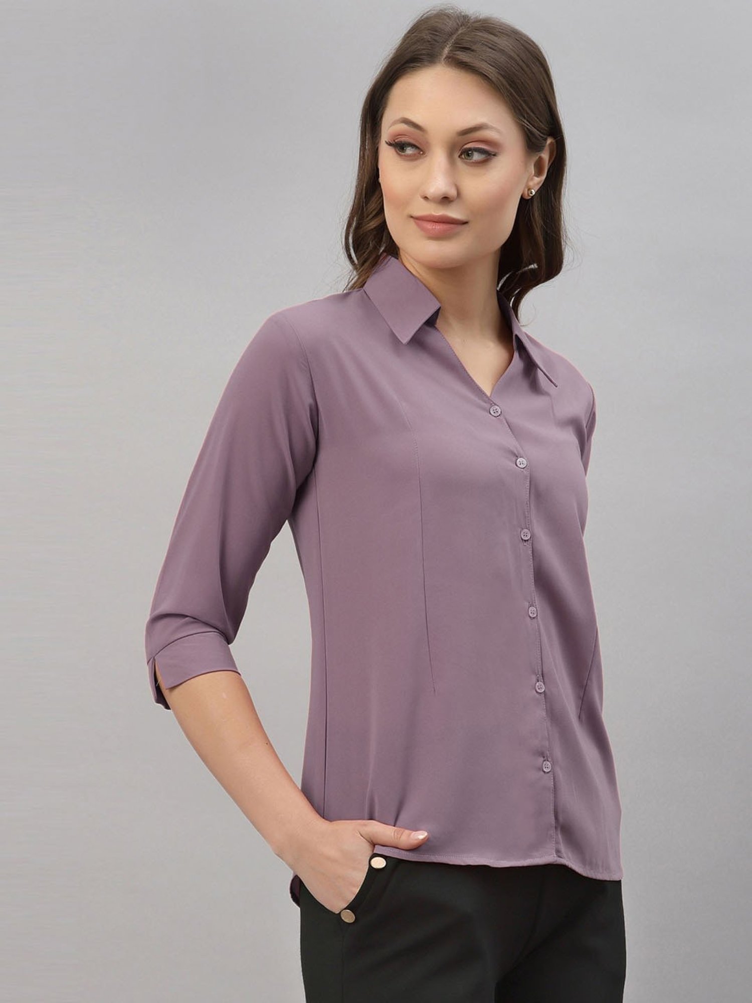 SELVIA Purple Regular Fit Formal Shirt