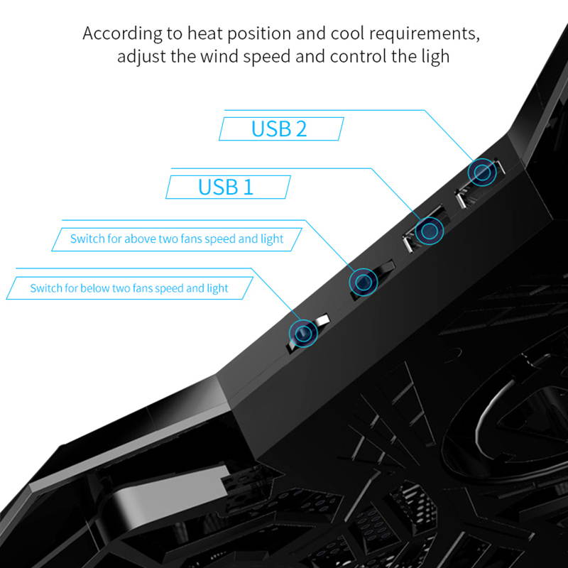Werleo Laptop Cooler with Stand The Most Powerful Slim Gaming PC Fan Cooler for Computer Rapid Cooling Action 4 LED Fans Quiet USB Laptop Cooling Pad
