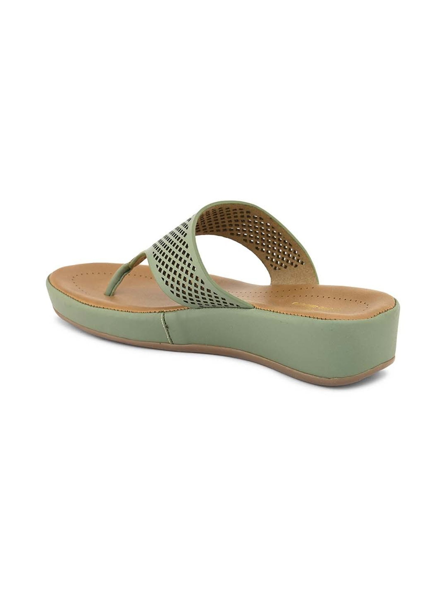 Pelle Albero Women's Green Thong Wedges