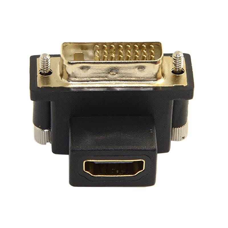 90 Degree Down Angled DVI Male to HDMI Female Adapter for Computer & HDTV & Graphics Card
