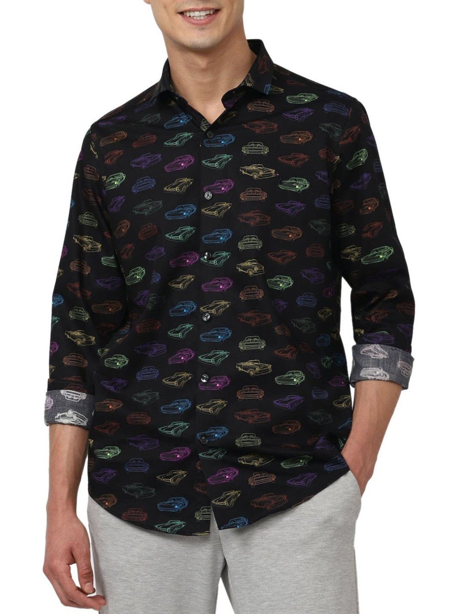 Simon Carter London Black Printed Slim Fit Shirt
