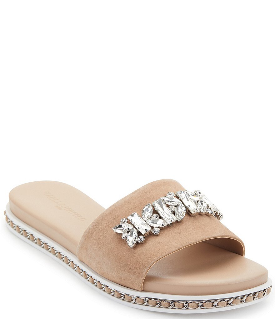 KARL LAGERFELD PARIS Bijou Suede Bling Slides