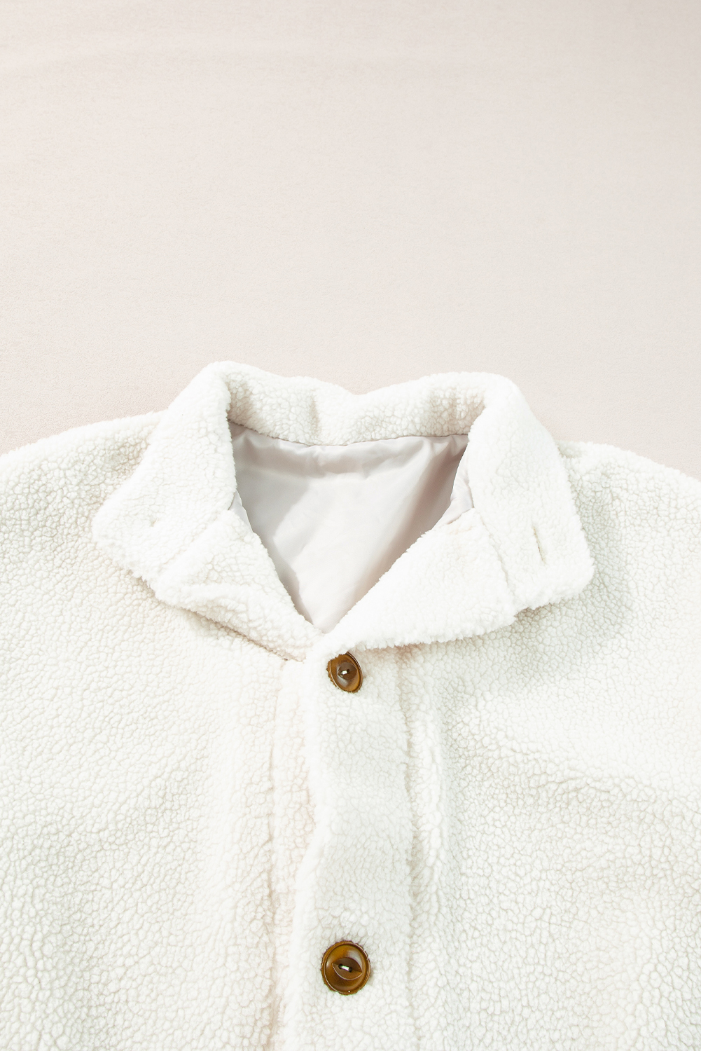 Beige Sherpa Cap Sleeve Stand Collar Vest Coat