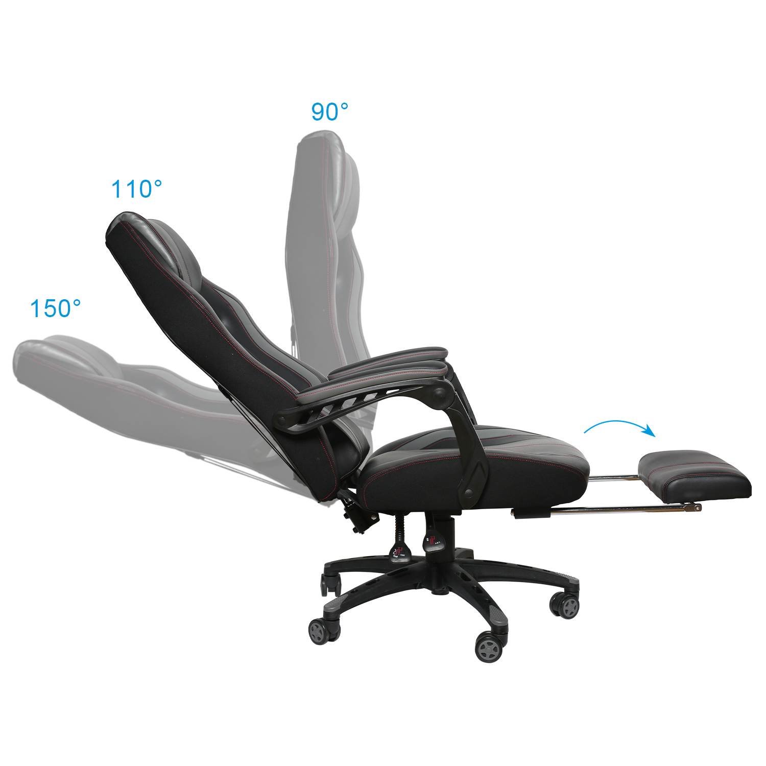 Ergonomic Gaming Chair, Home Office Computer Game Chair, Height Adjustment Recliner 360&deg; Swivel Rocker With Retractable Padded Footrest And Lumbar Pillow E-Sports Chair Super High-back Computer Chair