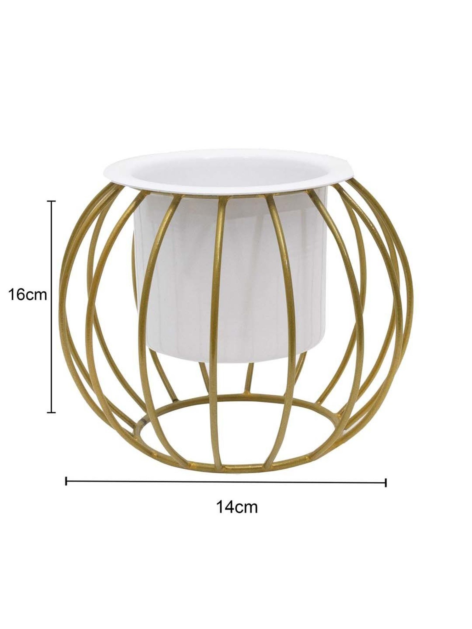 Homesake Gold & White Metal Planters Top Designer Metallic Combo Stand - Set of 2