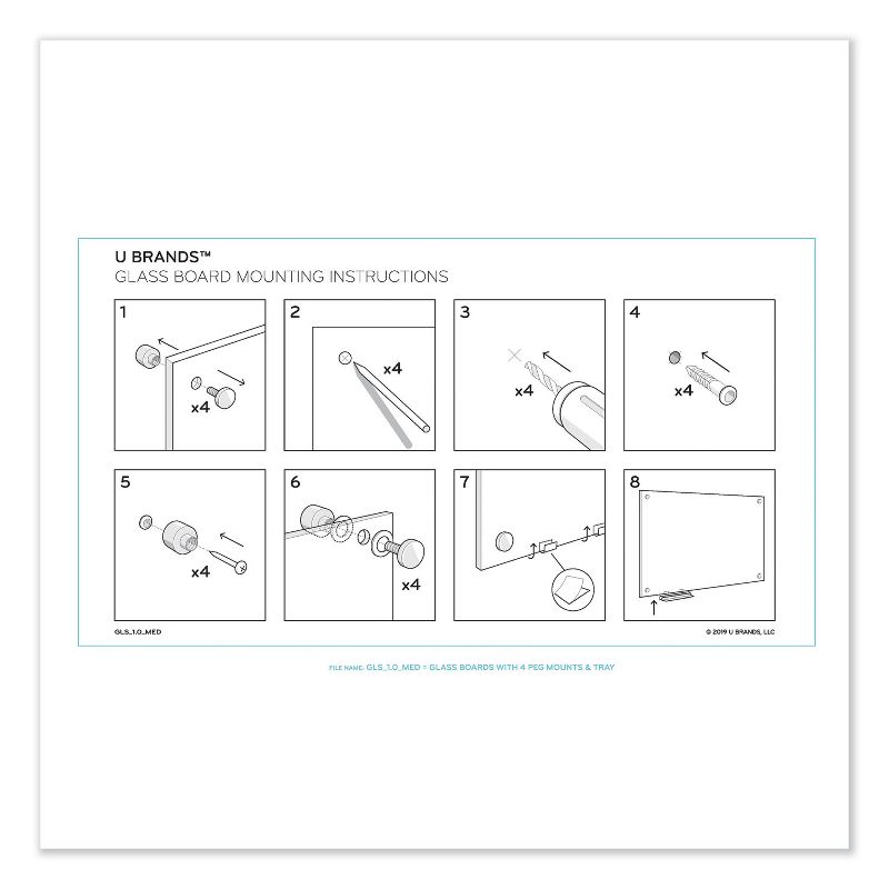 U Brands Magnetic Glass Dry Erase Board Value Pack, 48 x 36, White 3972U0001