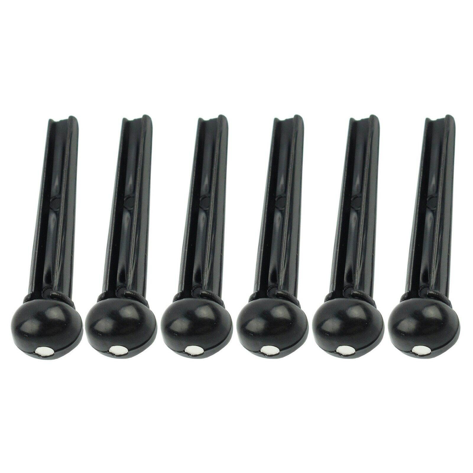 Black Acoustic Guitar Bridge Pins Plastic String End Peg Pack of 6