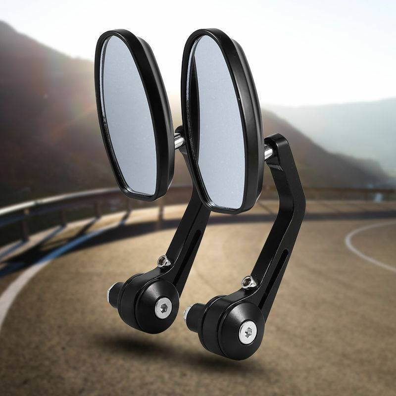 1 Pair Universal 7/8" Bar End Motorcycle Aluminum Side Rearview Mirror Black