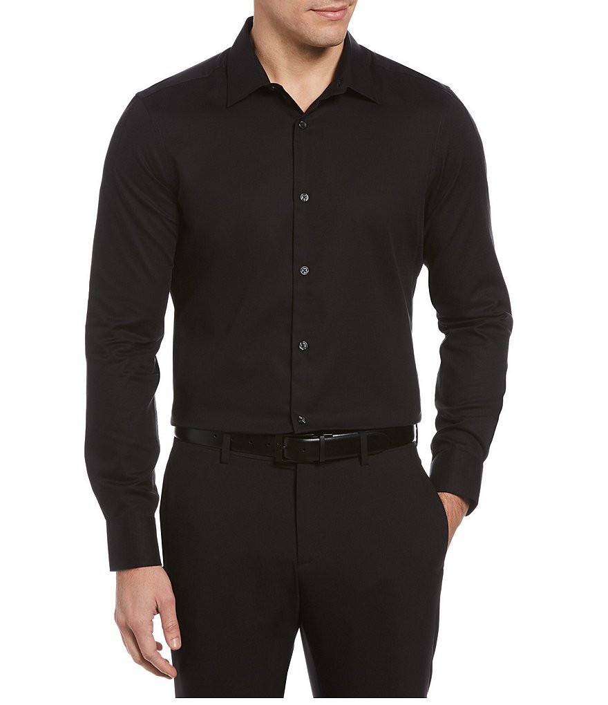 Perry Ellis Big & Tall Solid Dobby Water-Repellent Long-Sleeve Woven Shirt