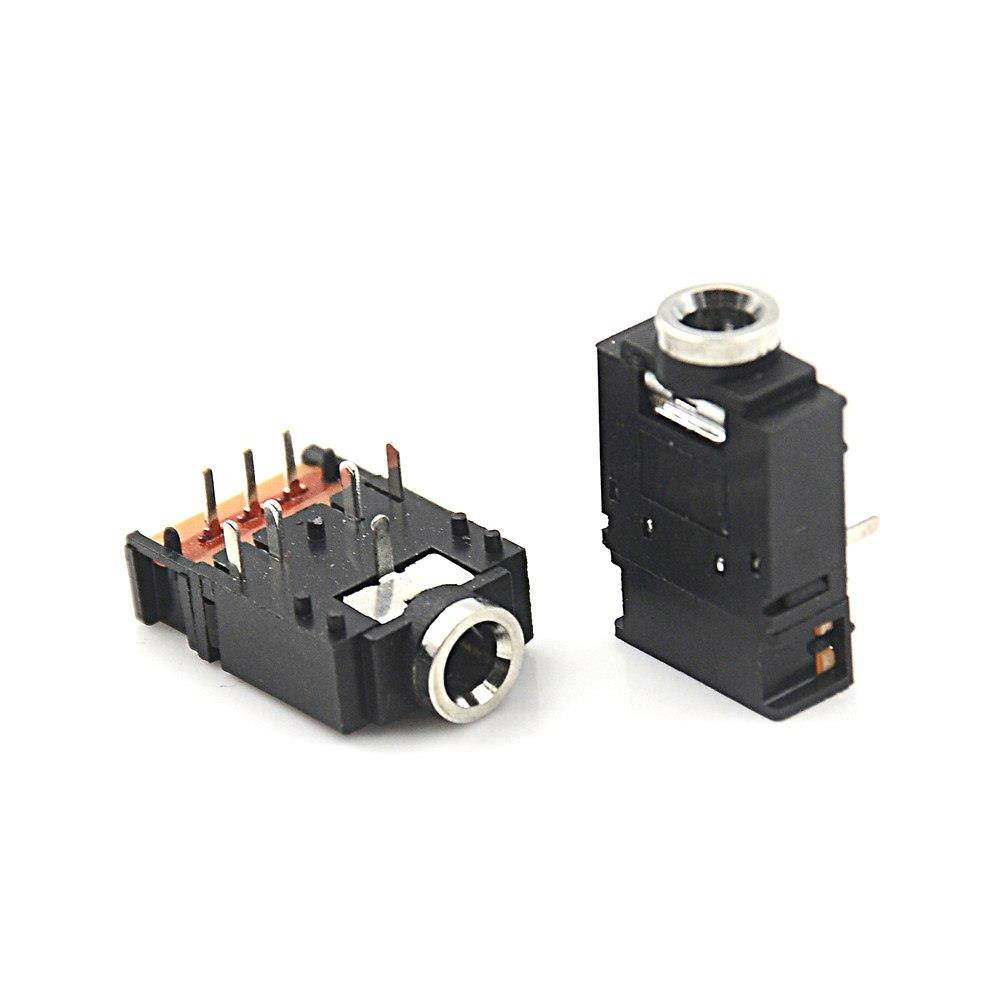 5Pcs/lot 3.5mm Stereo Audio Jack Socket 3.5 Dual Track Headphone  8Pins With Switch Connector