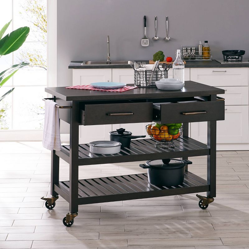 Havelock Rolling Kitchen Island Dark Tobacco - Holly & Martin