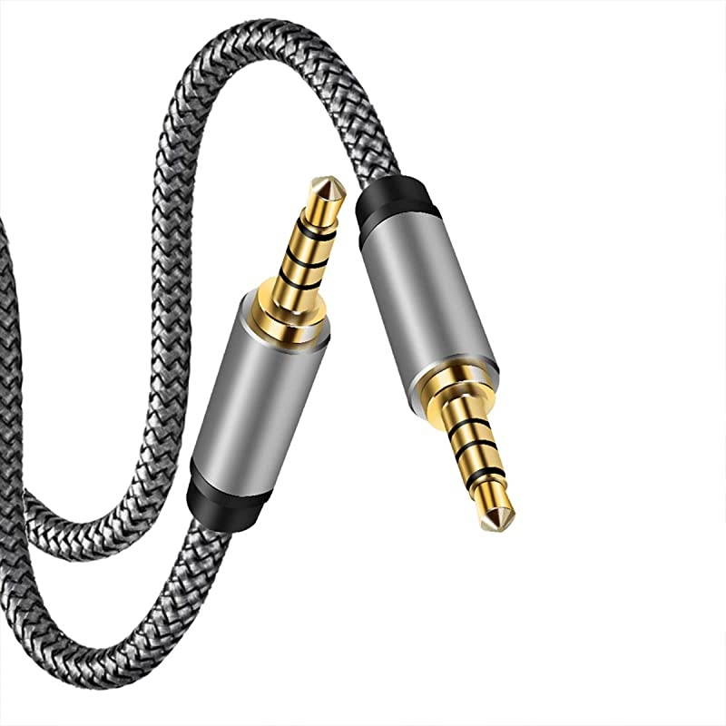 to Audio Cable 20Ft4 Pole HiFi Stereo Sound 35mm Aux Cable AdapterAuxiliary CableAux Cord Compatible All 35mmEnabled Devices for Car 20Ft Silver
