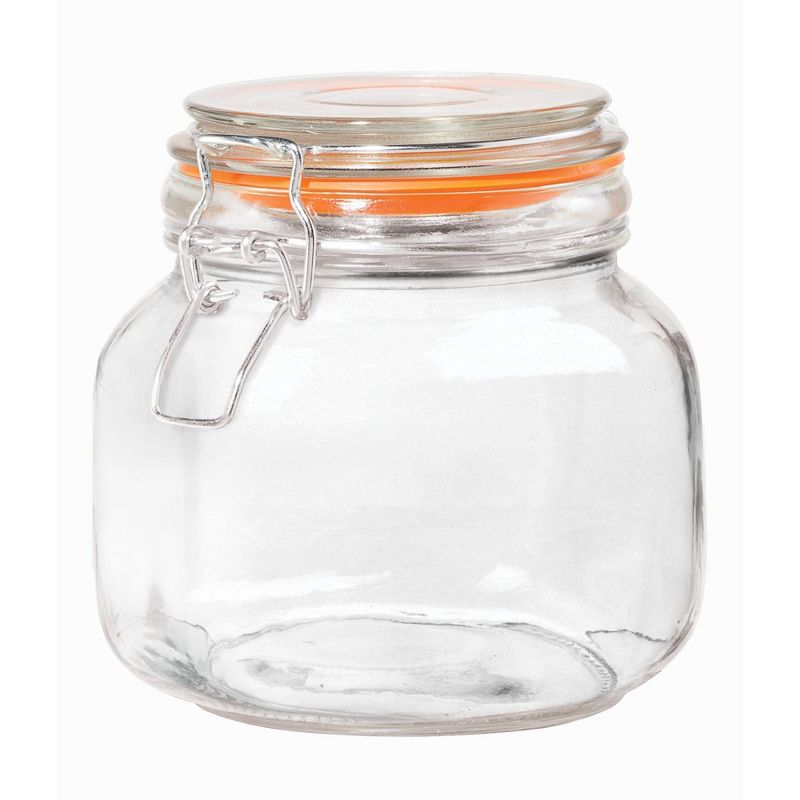 Oggi 4 Piece Glass Square Clamp Canister Set with Silicone Gaskets