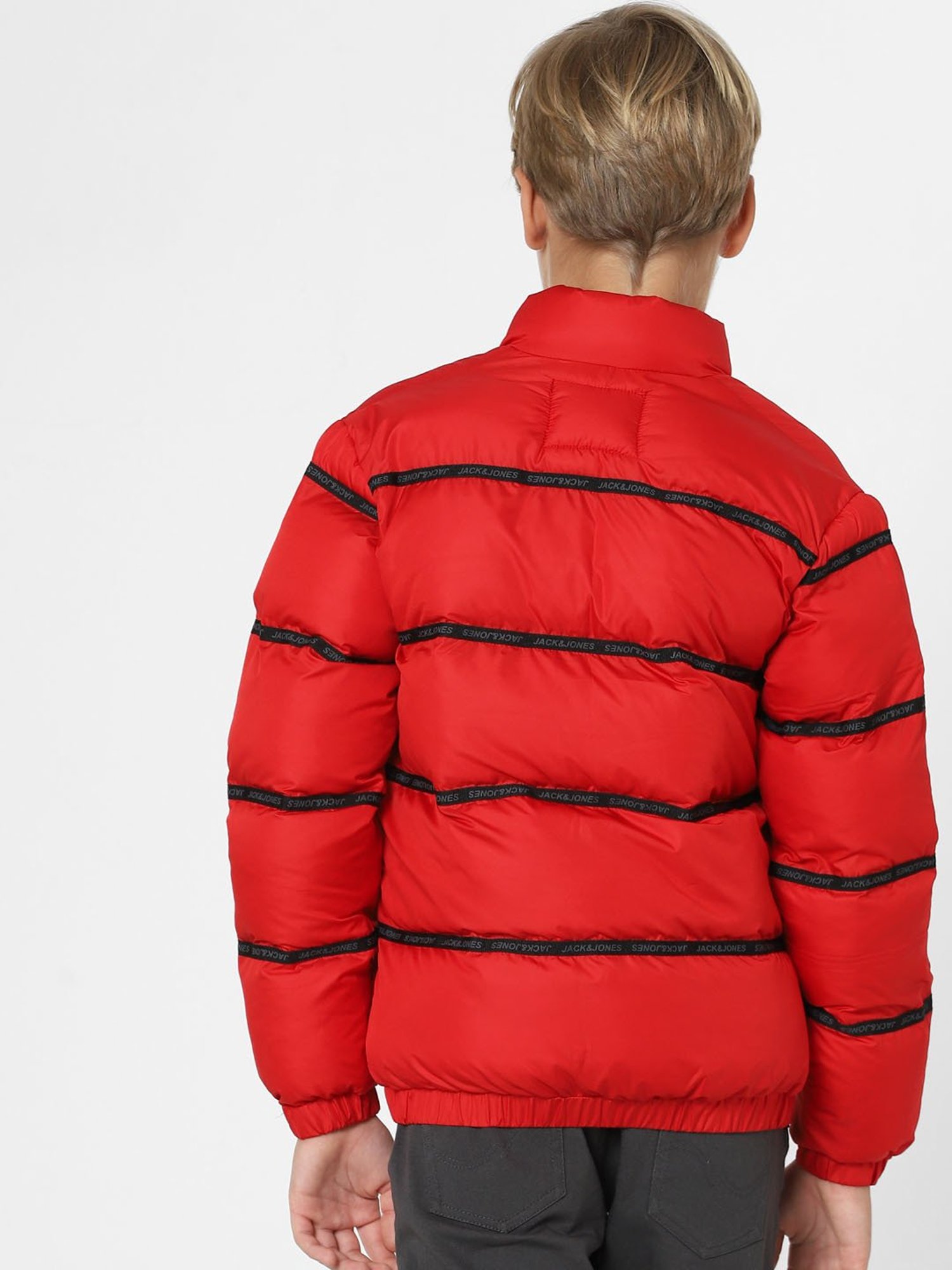 Jack & Jones Junior Red Quilted Full Sleeves Puffer Jacket