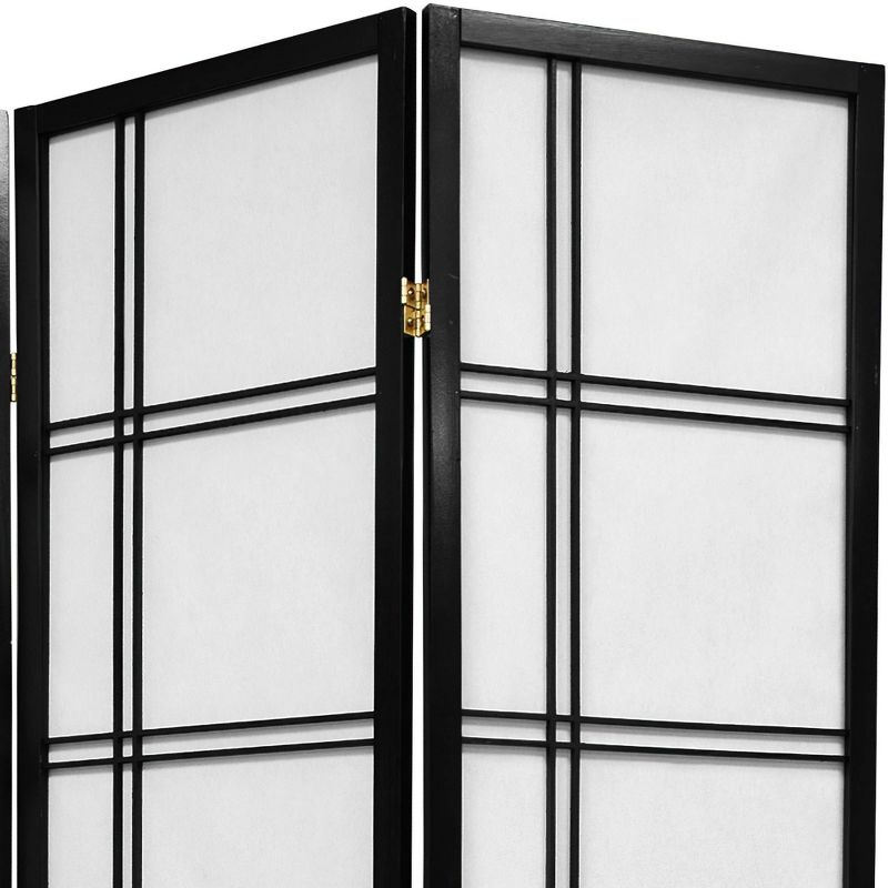 6 ft. Tall Double Cross Shoji Screen - Black (8 Panels)
