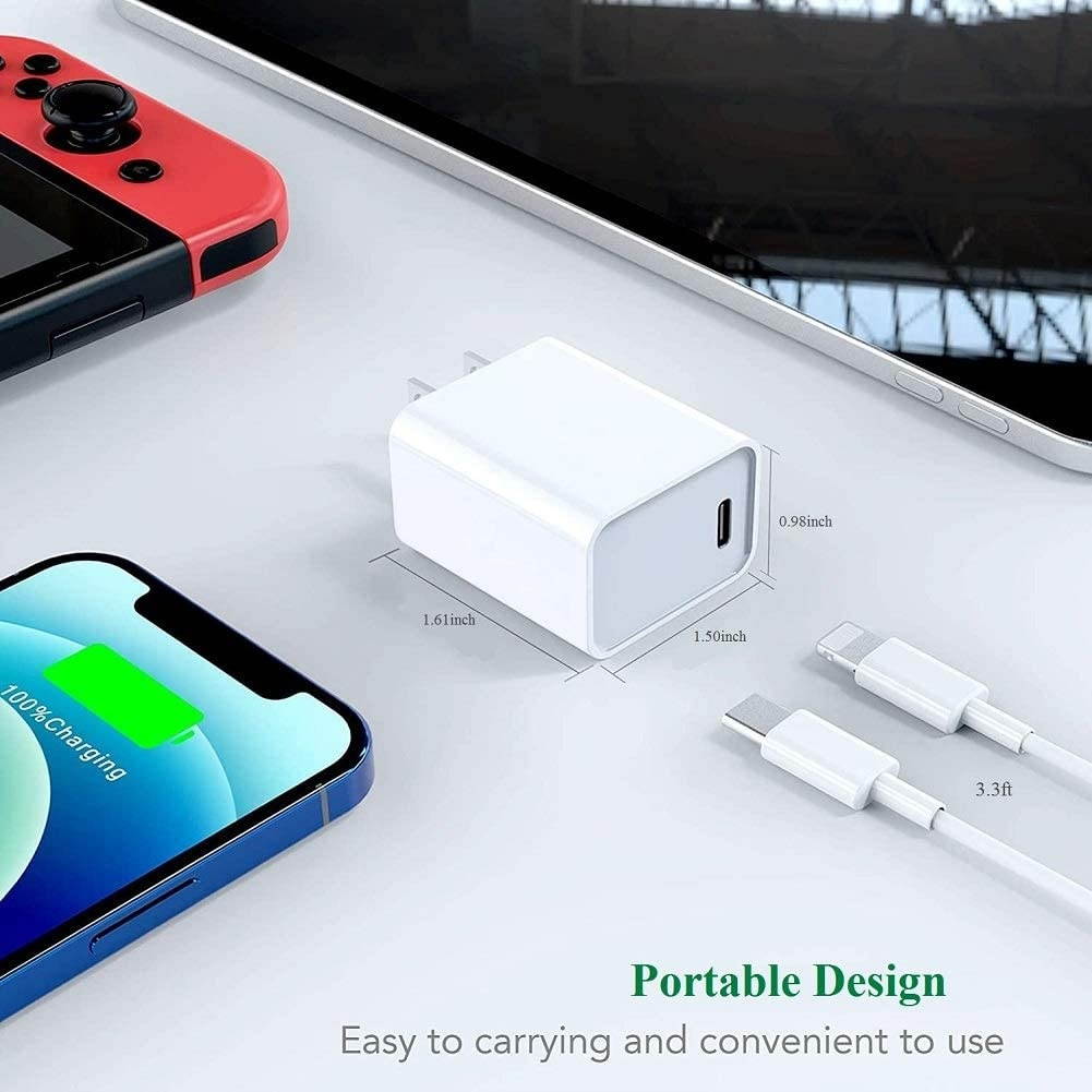 [Apple MFi Certified] iPhone Fast Charger 20W PD Type C Power Wall Charger Plug with 3.3ft USB C to Lightning Fast Charging Data Sync Cable Compatible with iPhone 12/12 Pro/11/XS/XR/X/8/SE/iPad
