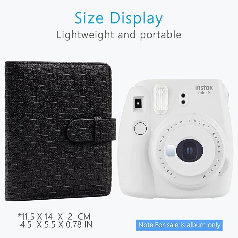 64 Pockets Mini Photo Album for Fujifilm Instax Mini Camera Polaroid Snap Z2300 SocialMatic Instant Cameras Zip Instant Printer Weave Black