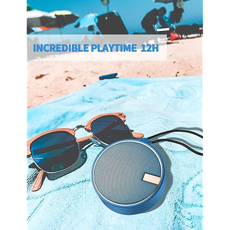 Portable IPX7 Waterproof Bluetooth Speaker Wireless Outdoor Speaker Shower Speaker with HD Sound Support TF Card Suction Cup 12H Playtime for Kayaking Boating Hiking Navy