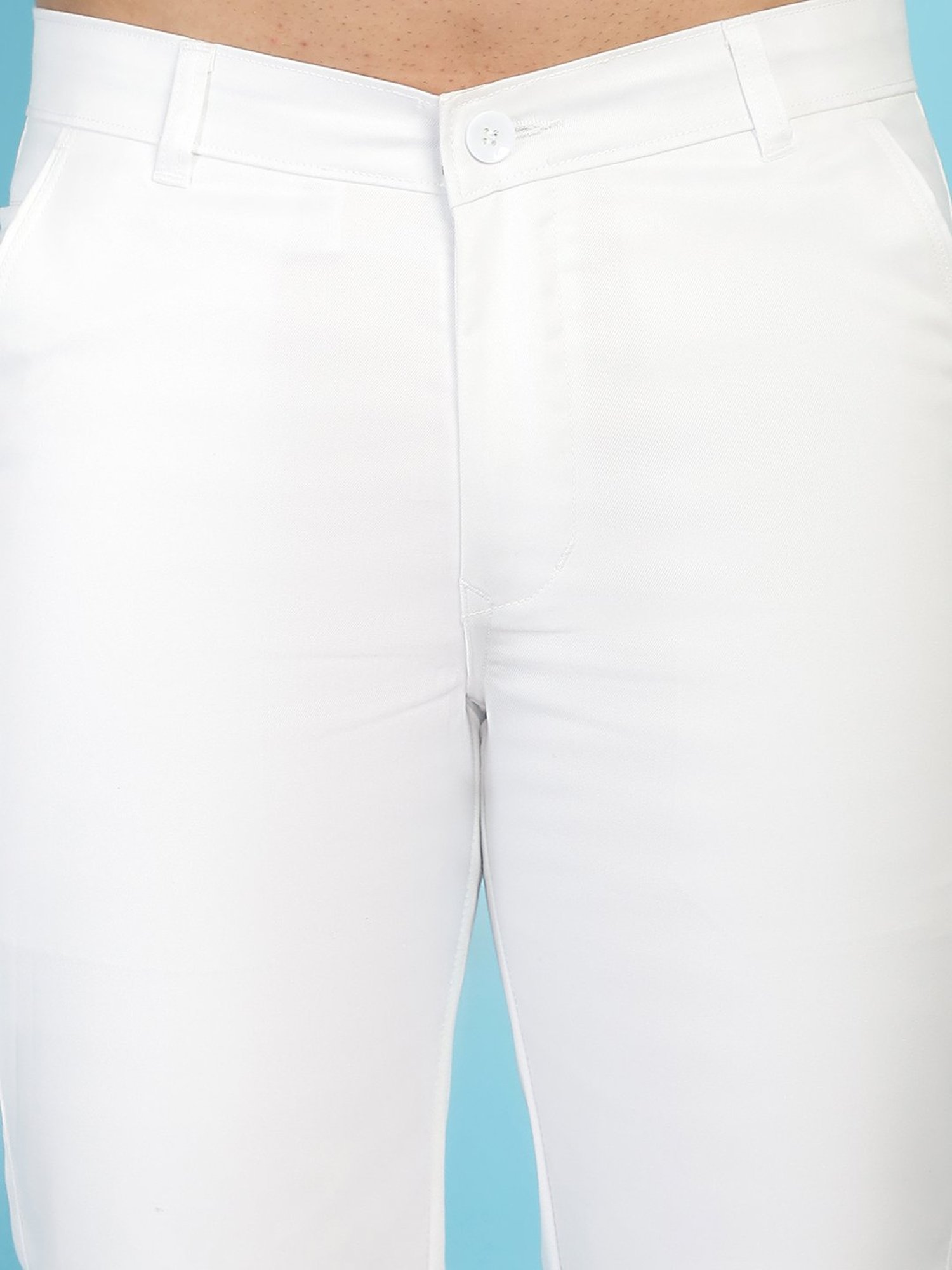 Jainish White Tapered Fit Flat Front Trousers