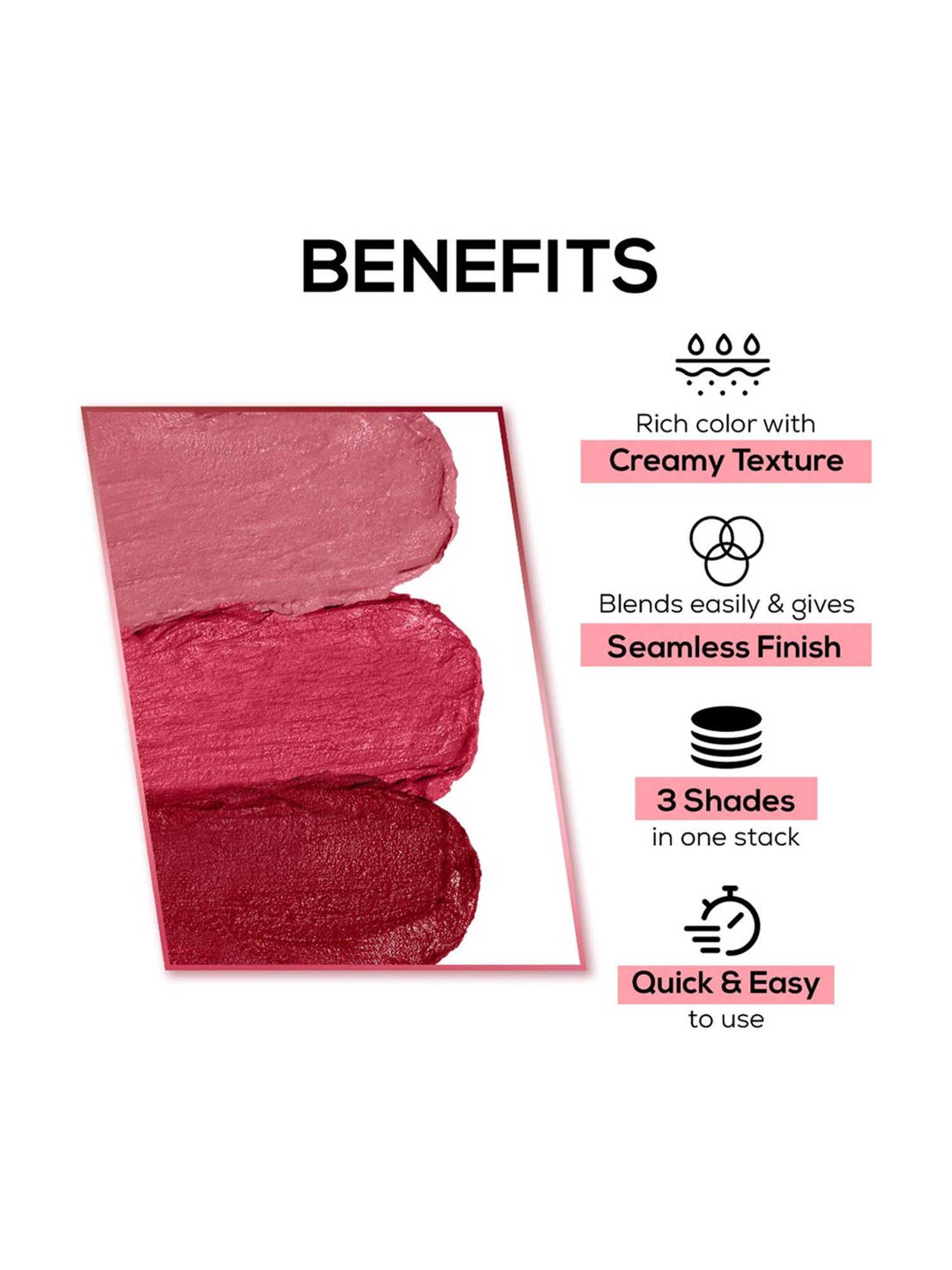 RENEE Glam Stack 3-In-1 Lip & Cheek Tint Pink - 4.5 gm