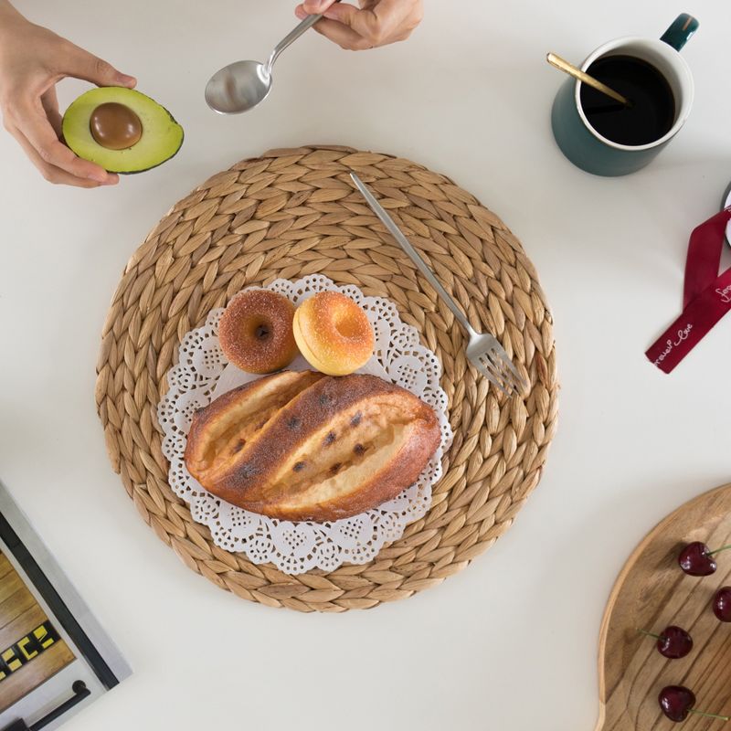 Vintiquewise 15" Decorative Weave Water Hyacinth Round Mat Charger Plates for Dining Table 