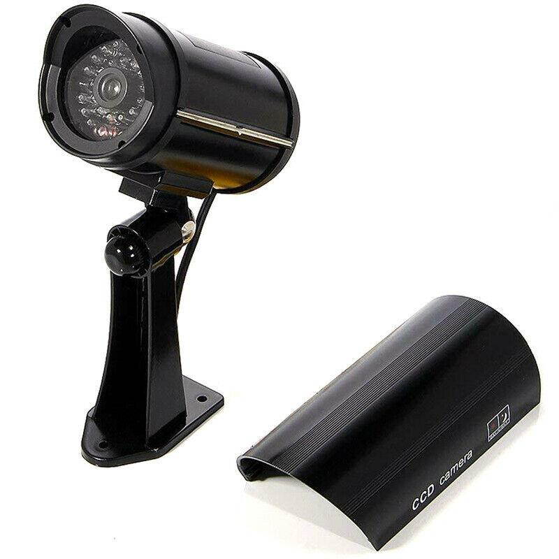 Waterproof Rotation Dummy Security CCTV Surveillance Camera Imitation Fake Cam Red IR Light Outdoor Silver the U.S.A