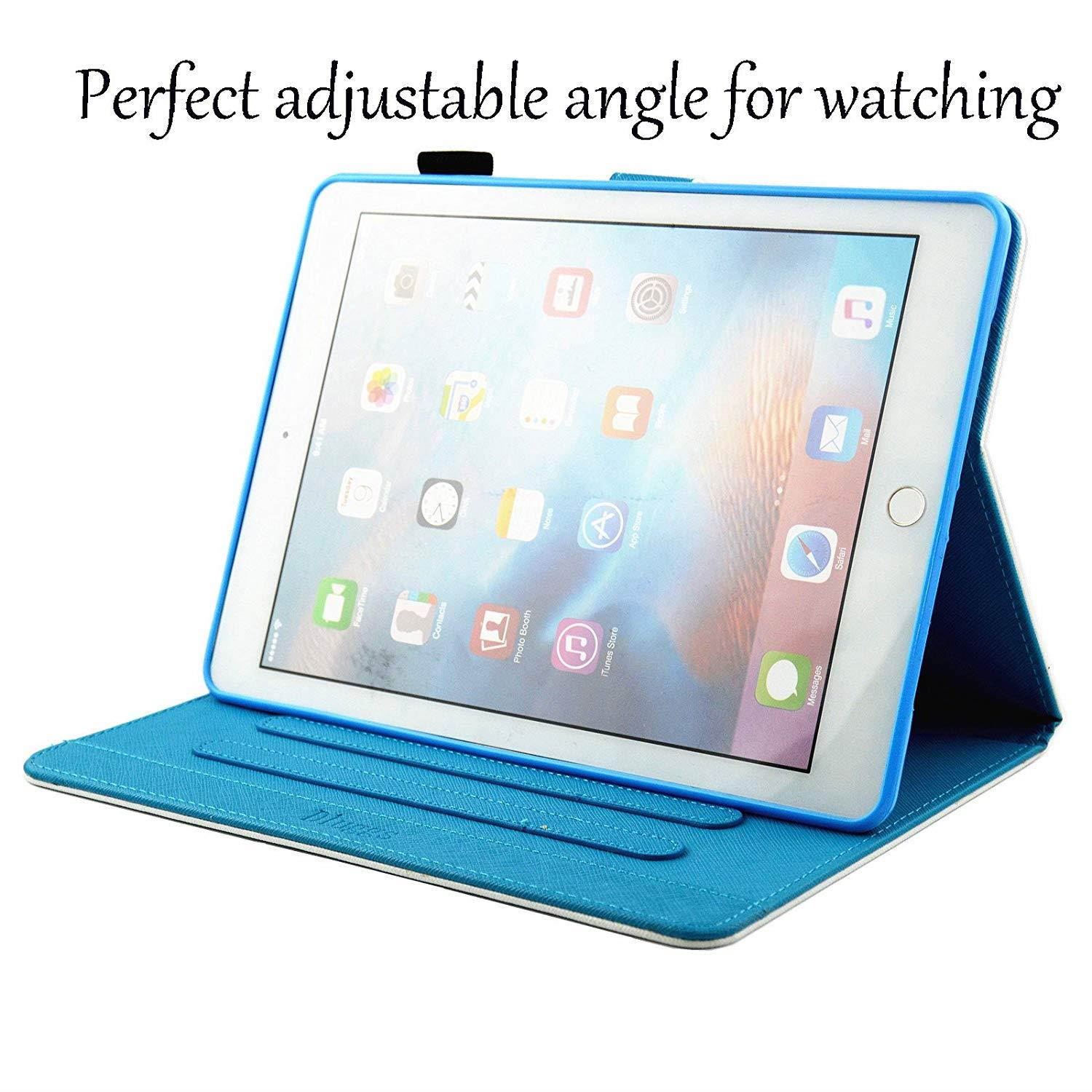 iPad Air 2 Case, New iPad 2017 Case, iPad 9.7 2018 Case, Dluggs PU Leather Folio Smart Case Cover with Auto Sleep/Wake Function for Apple iPad 9.7 2017/2018 Model/iPad Air 1 2, Colorful Sand