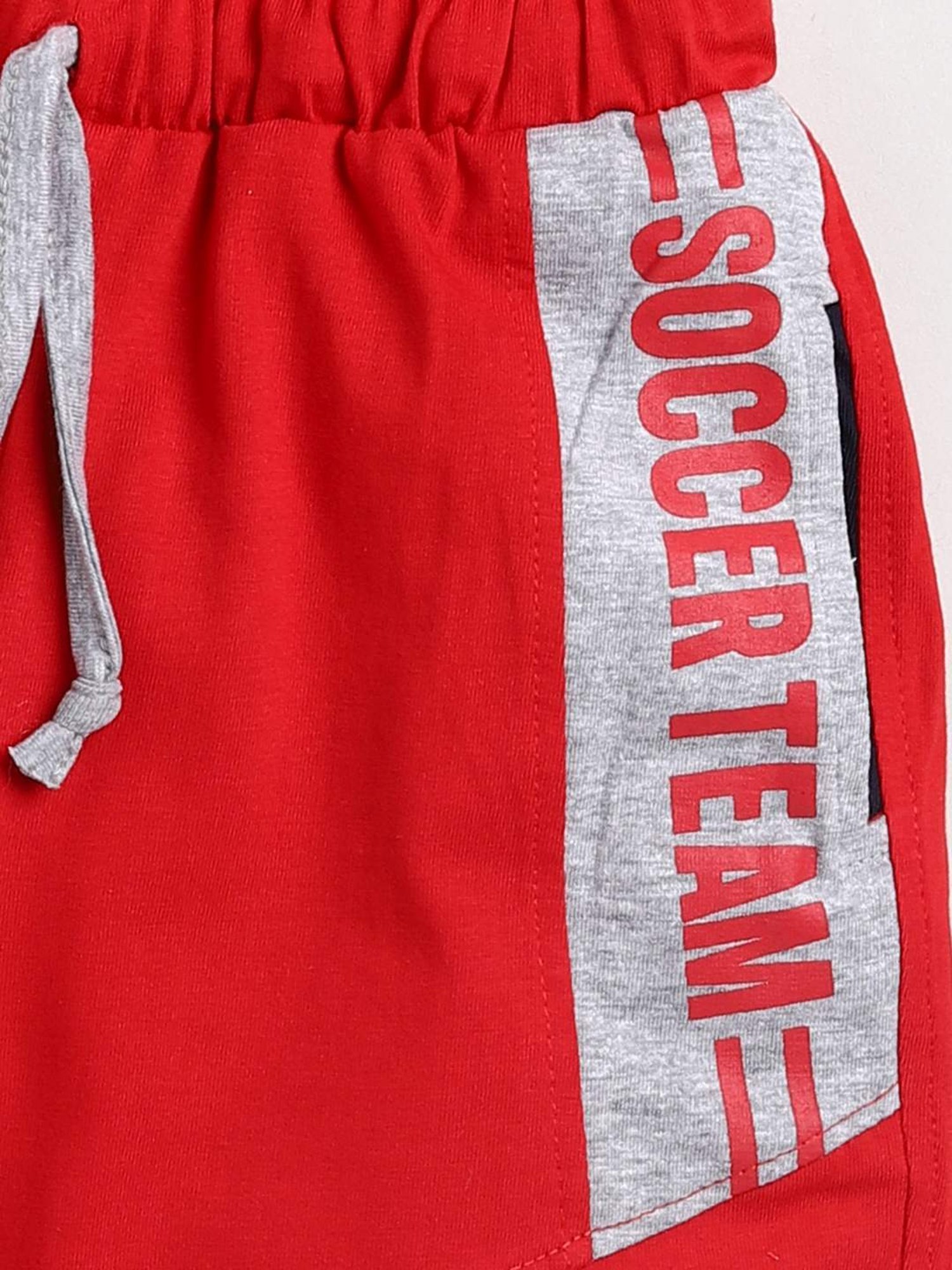 Todd N Teen Kids Red & Grey Cotton Printed Bermunda