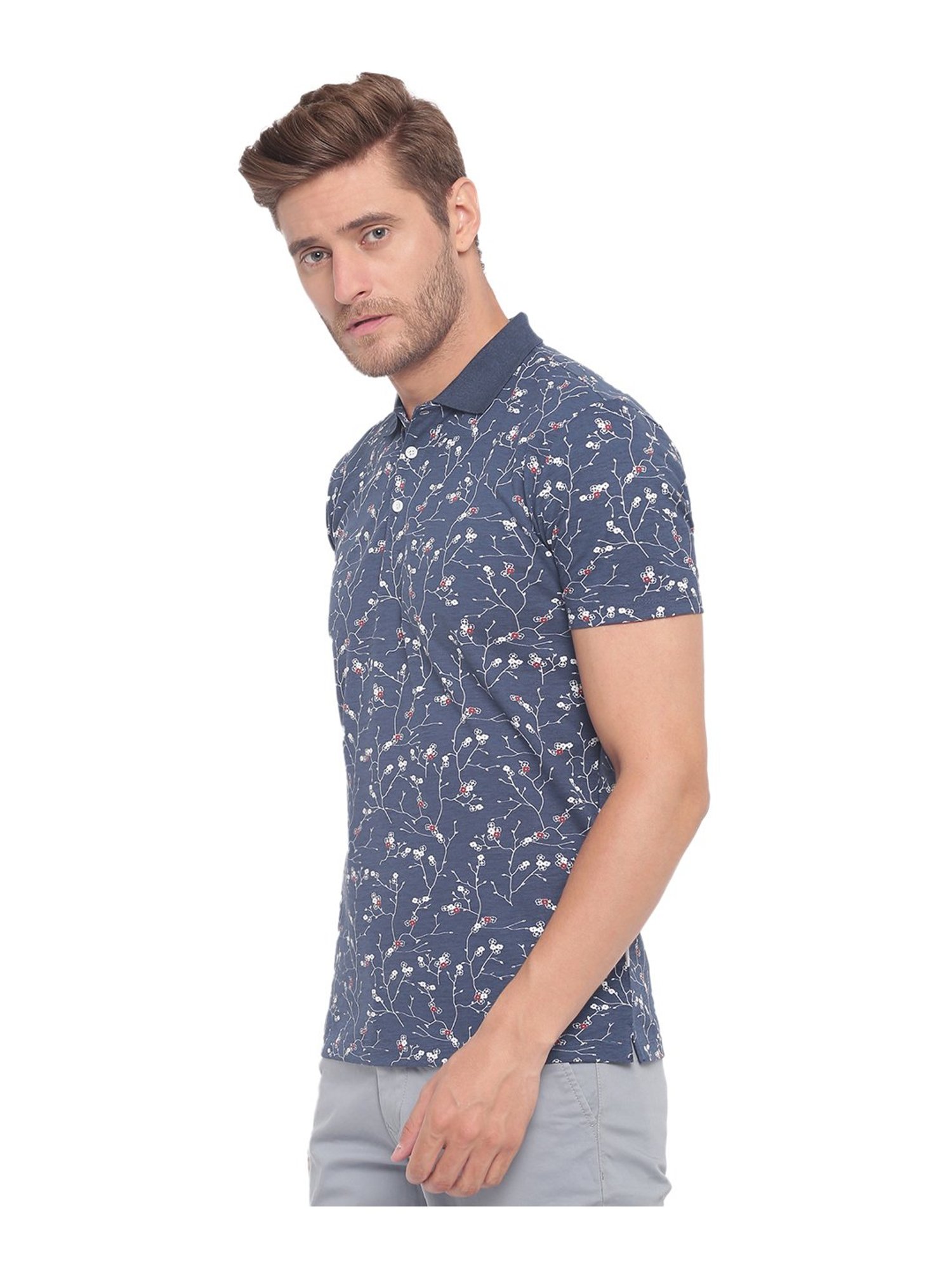 Lindbergh Blue Printed Polo T-Shirt