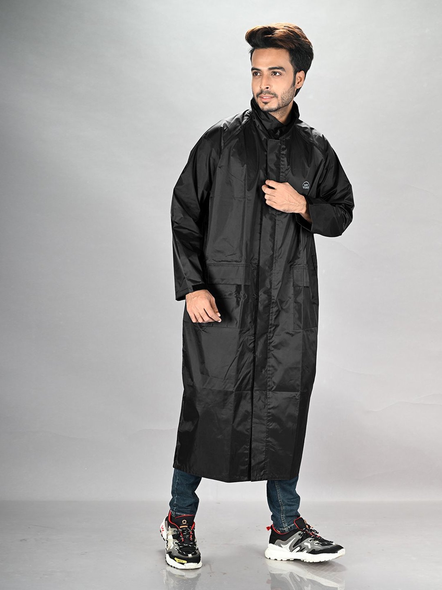 Lux Venus Black Regular Fit Rainwear Jacket