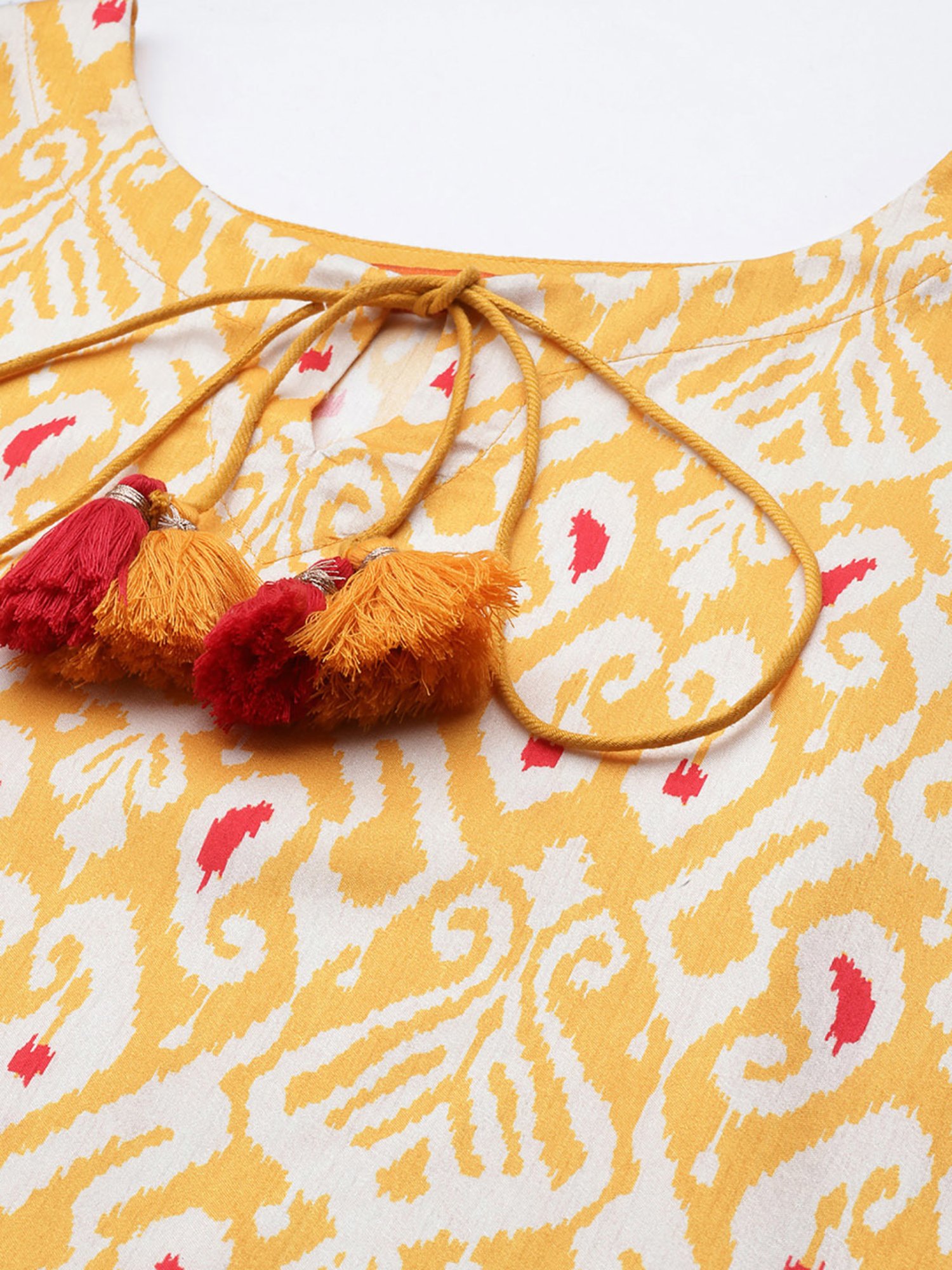 Indo Era Yellow Printed Kurta Pant Set