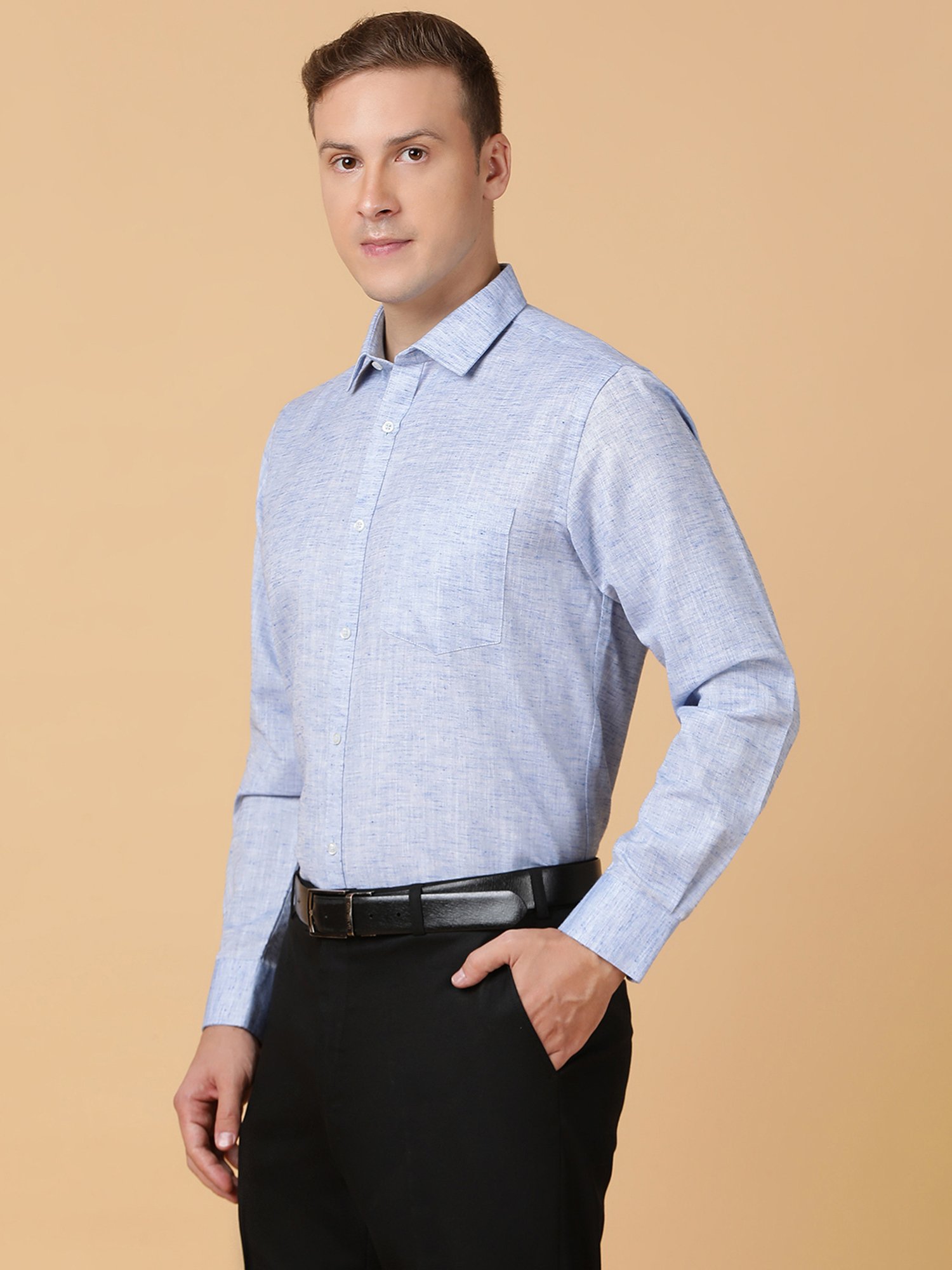 TABARD Blue Melange Regular Fit Shirt