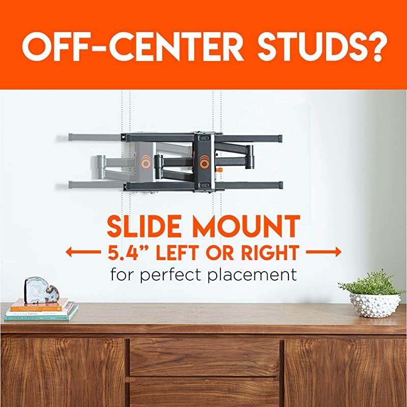 Swivel Articulating TV Wall Mount Bracket for TVs Up to 82" - Full Motion Extension & Tilt - Wall Template for Easy Install - Centers & Levels After Mounting Plus Hides Your Cables