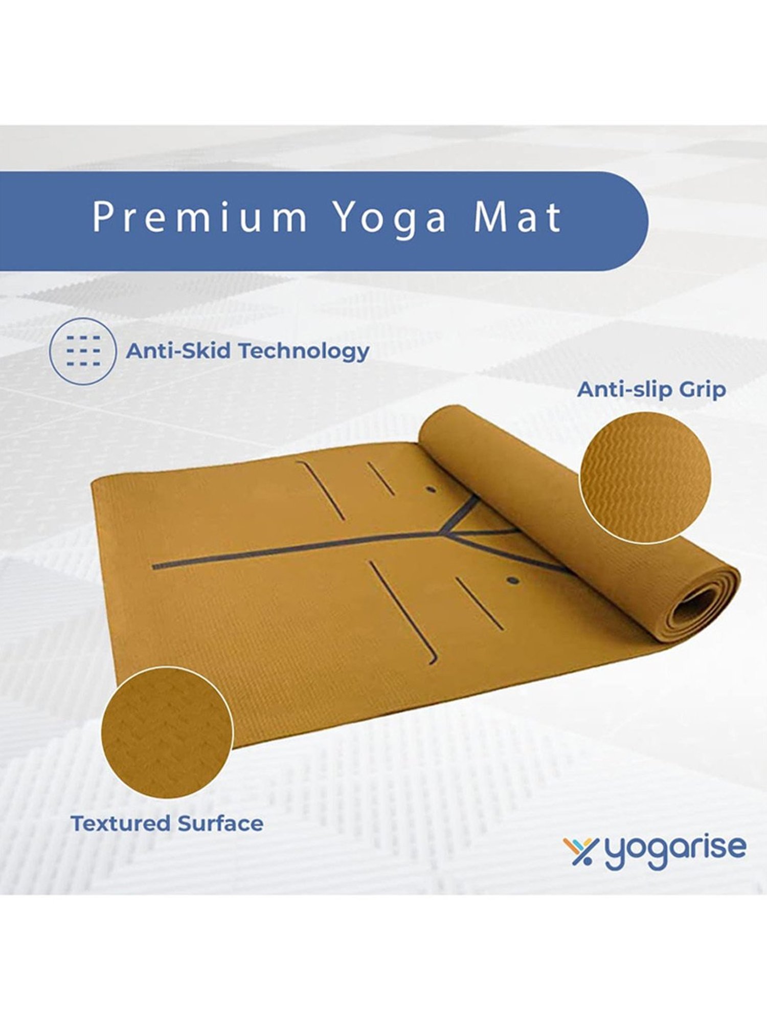 Yogarise Anti-Skid Yoga Mat Combo (Tan) Size - 6mm