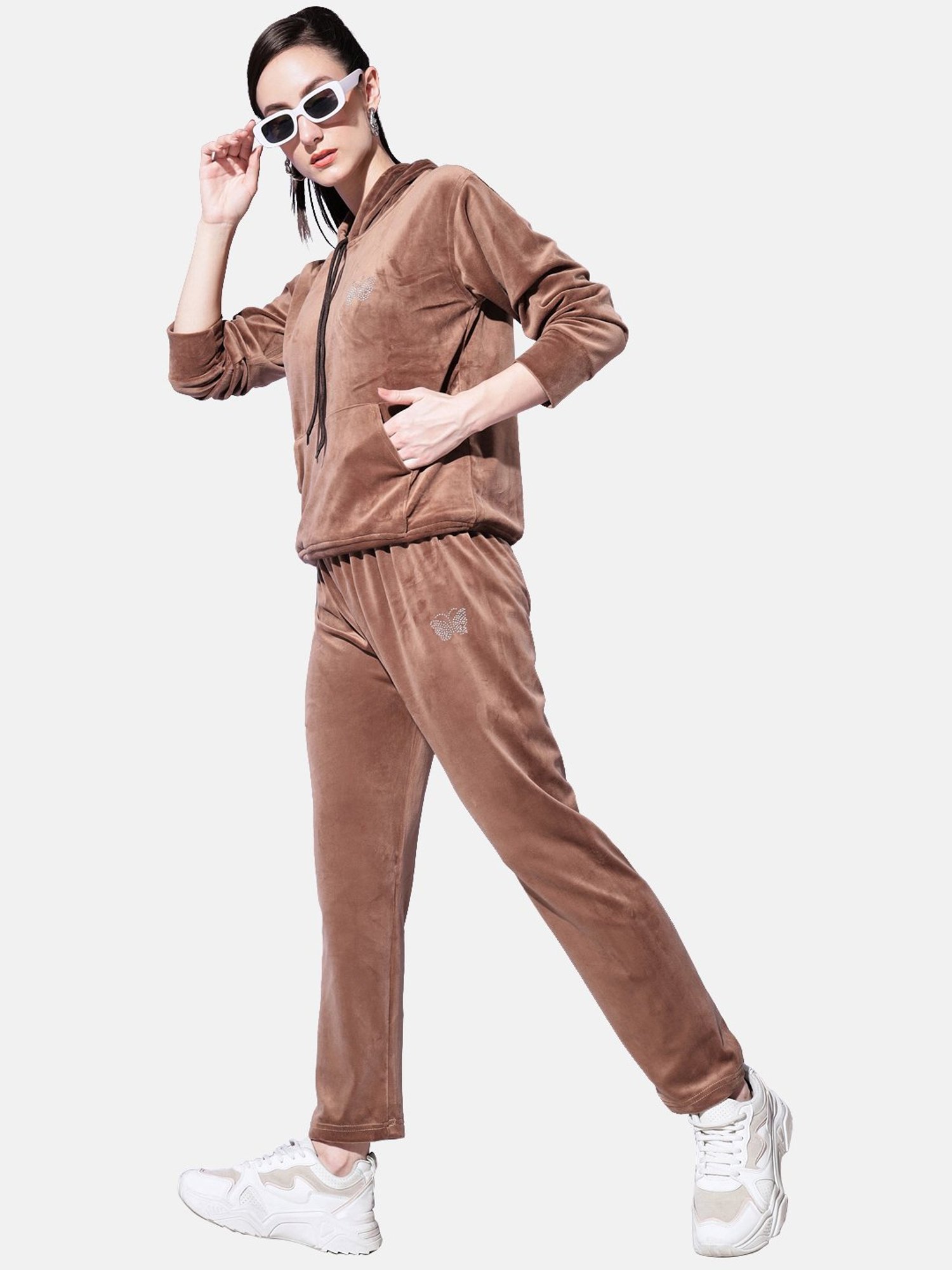 BUYNEWTREND Brown Regular Fit Sports Tracksuit